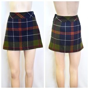 J Crew Plaid Wool Mini Skirt
